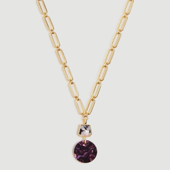 Ann Taylor Jewelry - Tortoiseshell Print Circle Pendant Necklace